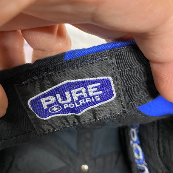 Vintage Polaris Hat Cap Kid's Size Strap Back Black Blue Multi Panel Embroidered - Picture 8 of 9